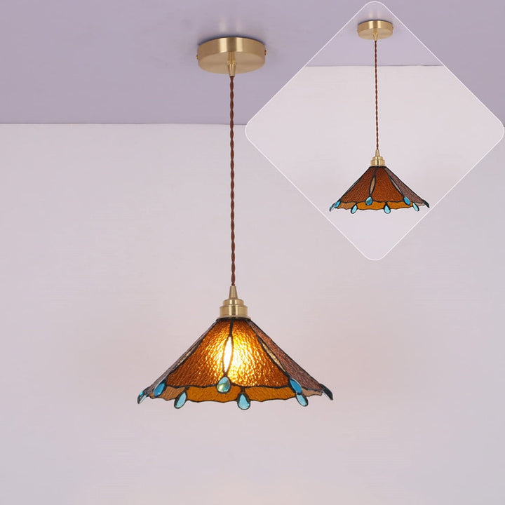 Retro Stained Glass Tiffany Cone Pendant Light | Stornfield
