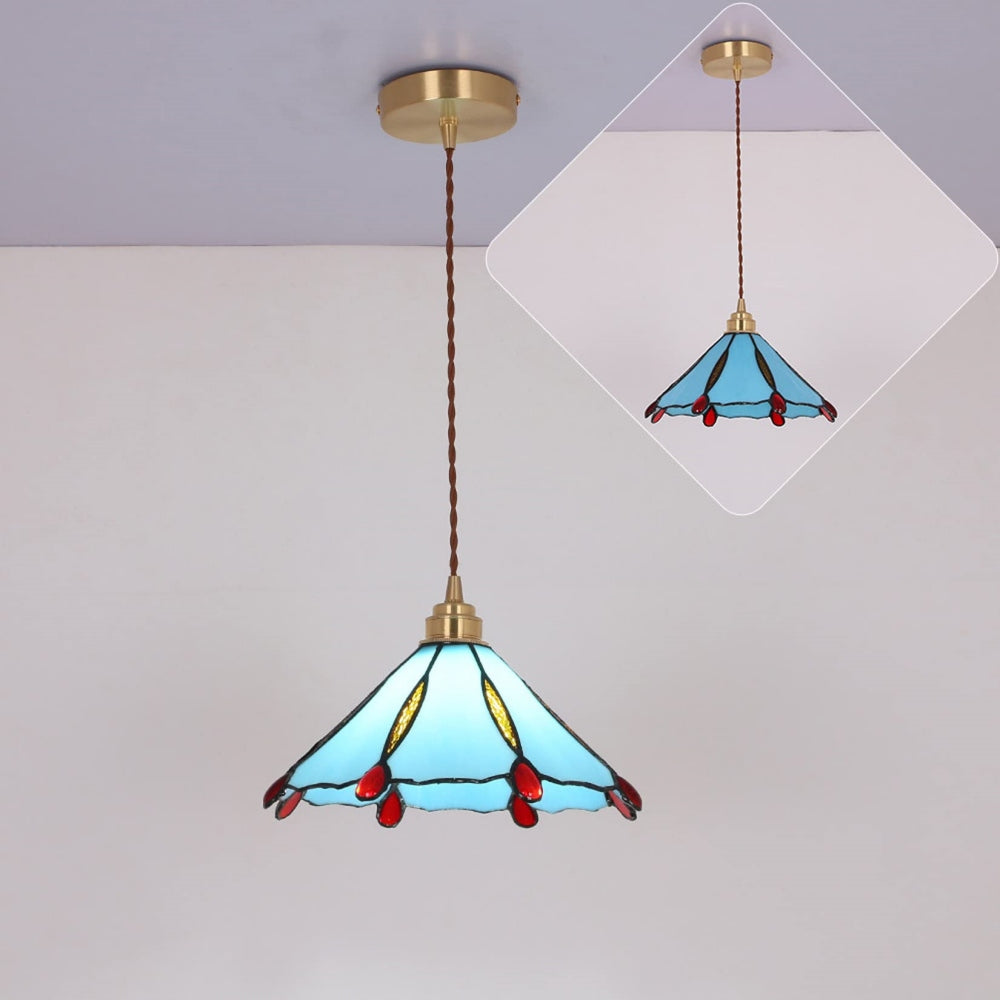Retro Stained Glass Tiffany Cone Pendant Light | Stornfield