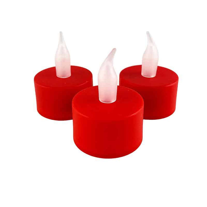 LED tealight 12 pcs. in red with flame | Stornfield