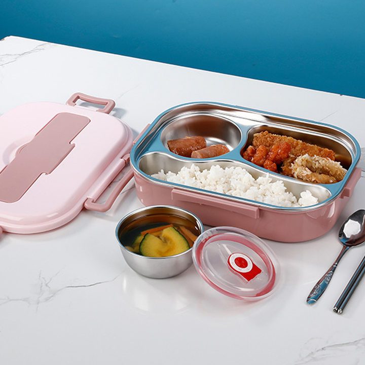 Stainless steel thermobox - Stainless steel interior - 3 or 4 compartments with soup bowl - Wall clock | Stornfield