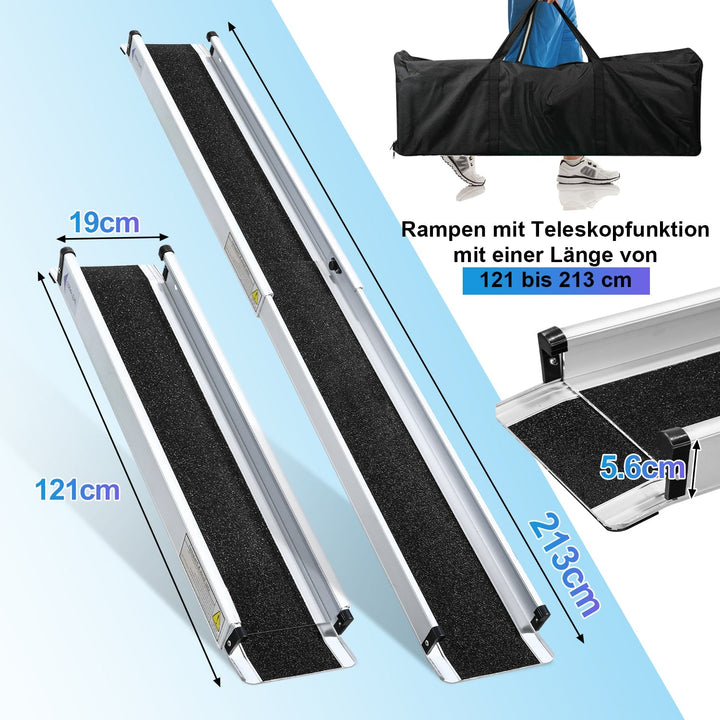 2x Wheelchair Ramp Aluminum Loading Ramp up to 300 kg | Stornfield