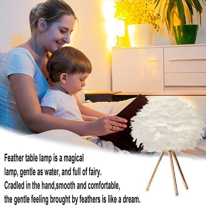 Stornfield | Romantic Feather Table Lamp Modern Bedside Lamp Living Room Cafe Wedding Gift Christmas Ostrich Feather Light