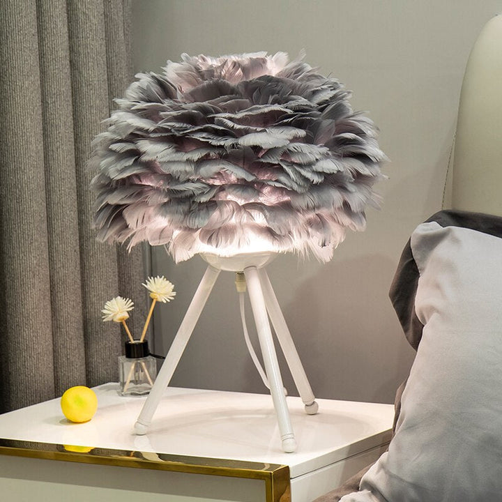 Stornfield | Romantic Feather Table Lamp Modern Bedside Lamp Living Room Cafe Wedding Gift Christmas Ostrich Feather Light