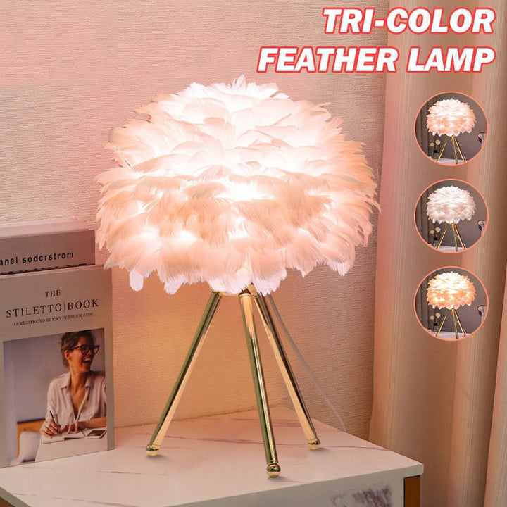Stornfield | Romantic Feather Table Lamp Modern Bedside Lamp Living Room Cafe Wedding Gift Christmas Ostrich Feather Light