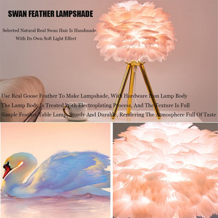Stornfield | Romantic Feather Table Lamp Modern Bedside Lamp Living Room Cafe Wedding Gift Christmas Ostrich Feather Light