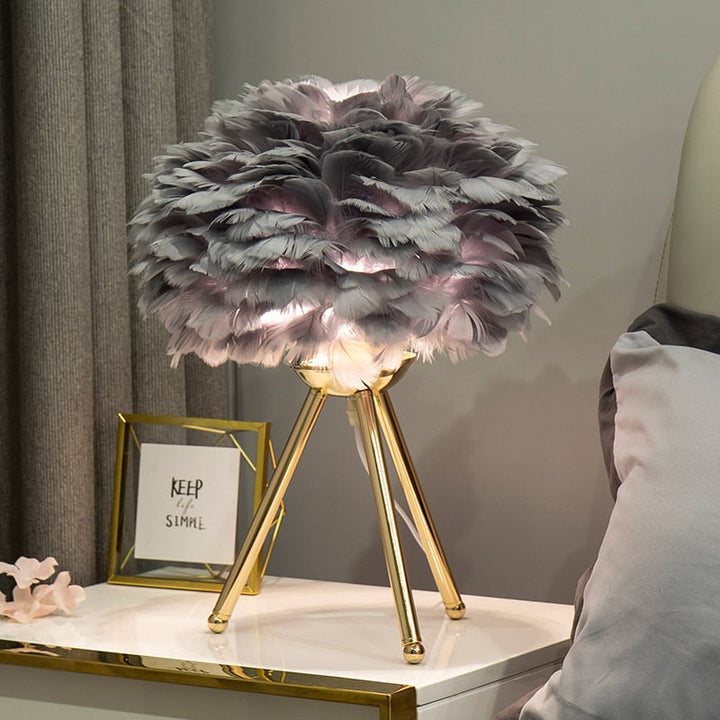 Stornfield | Romantic Feather Table Lamp Modern Bedside Lamp Living Room Cafe Wedding Gift Christmas Ostrich Feather Light