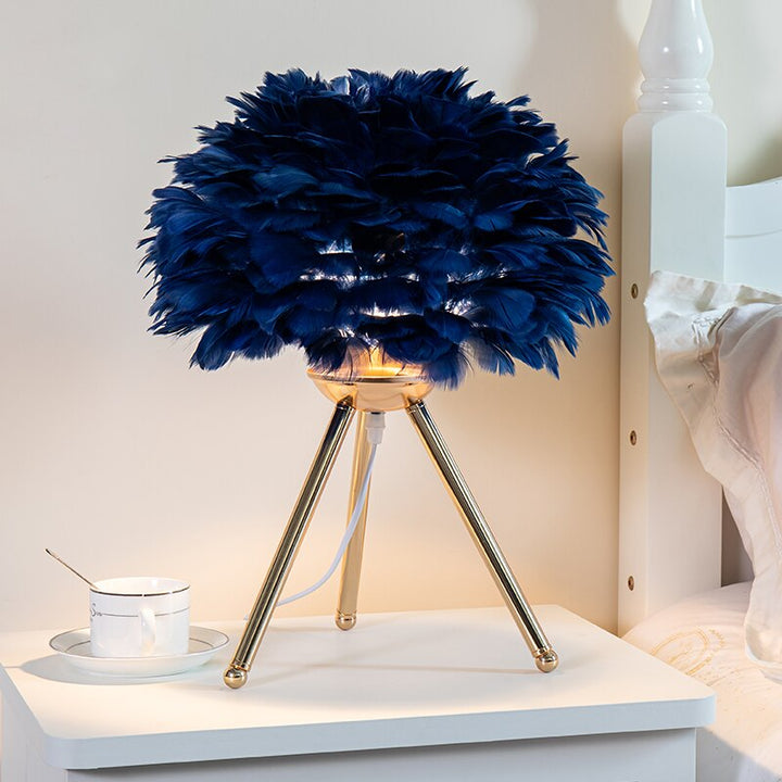 Stornfield | Romantic Feather Table Lamp Modern Bedside Lamp Living Room Cafe Wedding Gift Christmas Ostrich Feather Light