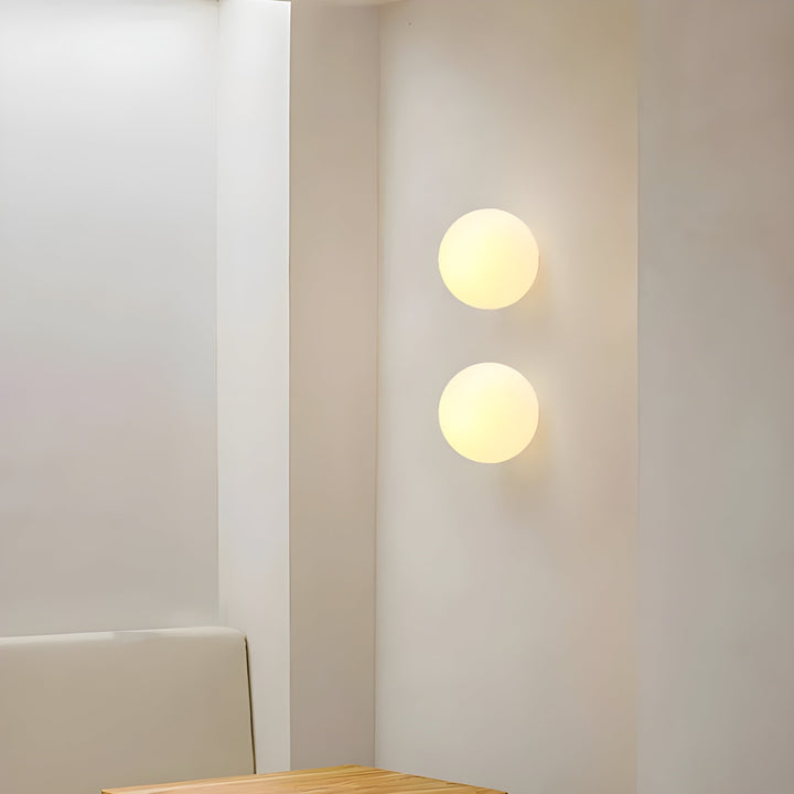 GlasAura Wall Lamp with Matte Glass Ball and Metal Base | Stornfield