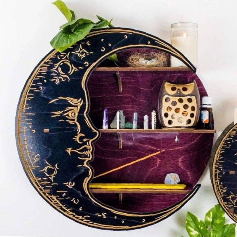 Wooden Floating Moon Shelf | Stornfield