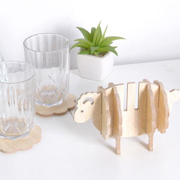 Rustic Sheep Wooden Coasters (Set of 6) | Stornfield