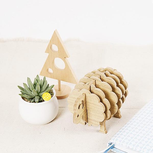 Rustic Sheep Wooden Coasters (Set of 6) | Stornfield