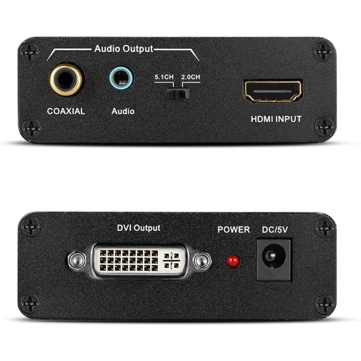 Stornfield | HDV-339 HDMI Full HD to DVI Converter Adapter + Digital Coaxial / Analog Stereo Audio (Black)
