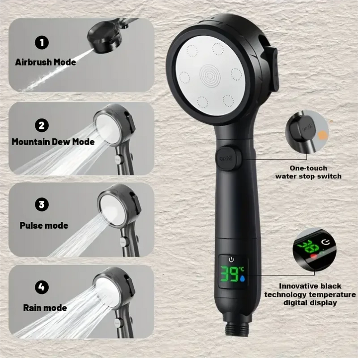 LED Showerhead with Digital Temperature Display | High Pressure & Water Saving Stornfield