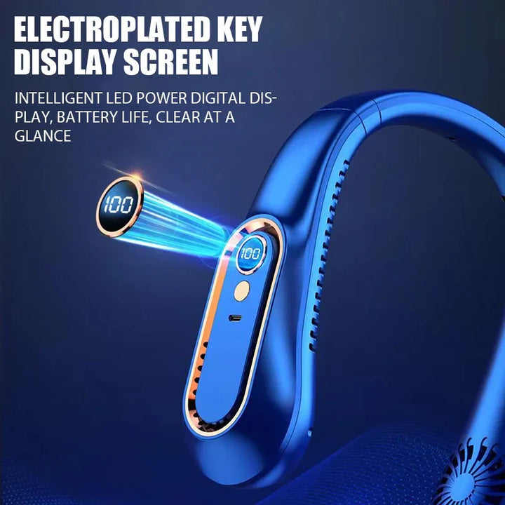 Portable Mini Bladeless Neckband Fan with Digital Display - USB Rechargeable Air Cooler for Neck, Hands-Free Cooling Experience | Stornfield