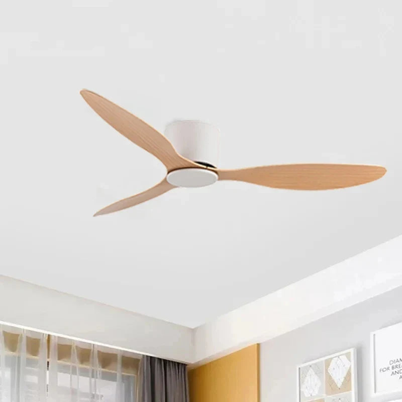 42-52 Inch Ceiling Fans with DC Motor — Remote Control Low Floor Cooling Fans, No Light, White Wood & Black Options | Stornfield