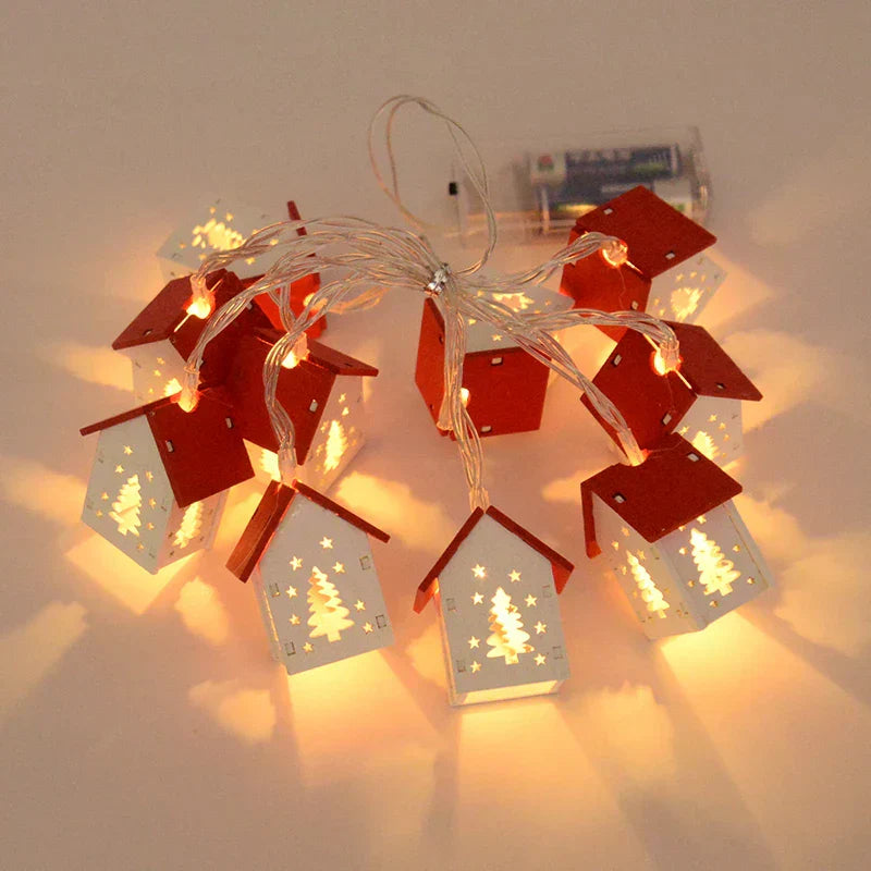 Bright Wooden Christmas Tree Decoration – LED String Lights for Festive Illumination | Stornfield