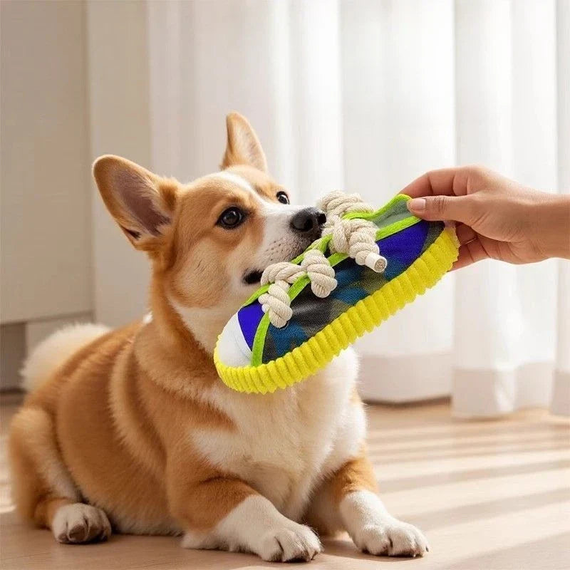 Stornfield Robust Dog Sneaker Toy with Rope and Squeaker