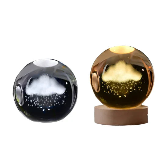 3D Crystal Night Light LED - Starry Sky Projector with Wooden Base, Romantic Lighting for Bedroom & Gifts | Stornfield