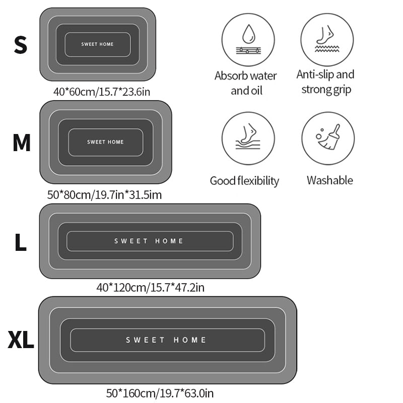 Modern Water Absorbent Anti-slip Area Rugs | Stornfield
