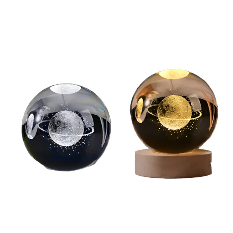3D Crystal Night Light LED - Starry Sky Projector with Wooden Base, Romantic Lighting for Bedroom & Gifts | Stornfield