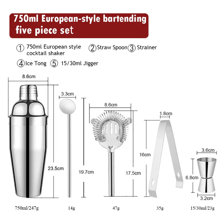 Stornfield | 550ml/750ml Stainless Steel Cocktail Shaker Mixer Bar Set Tools with Wine Rack Tool for Birthday Gift