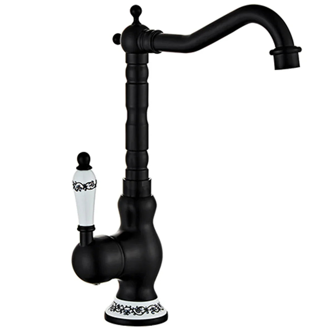 Kitchen Faucet in Antique Brass with Ceramic Handle - 360° Swivel | Stornfield Traditional Design