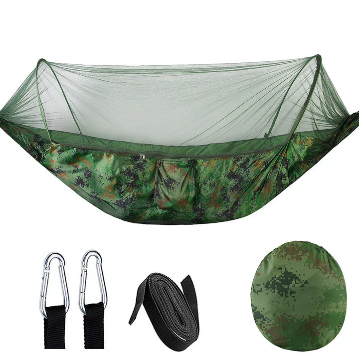 OutdoorRelax Hammock with Mosquito Net and Quick Release – 200 kg Load Capacity | Stornfield