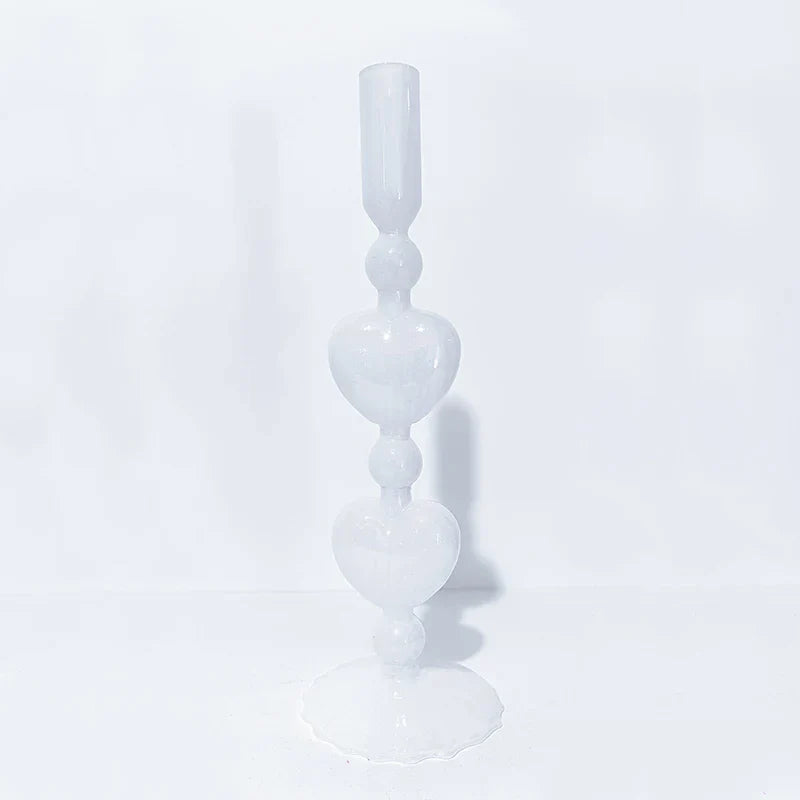 Stornfield | Retro Red Heart Candlestick Glass Candle Holder Wedding Table Decoration Home Party Glass Vase Decor