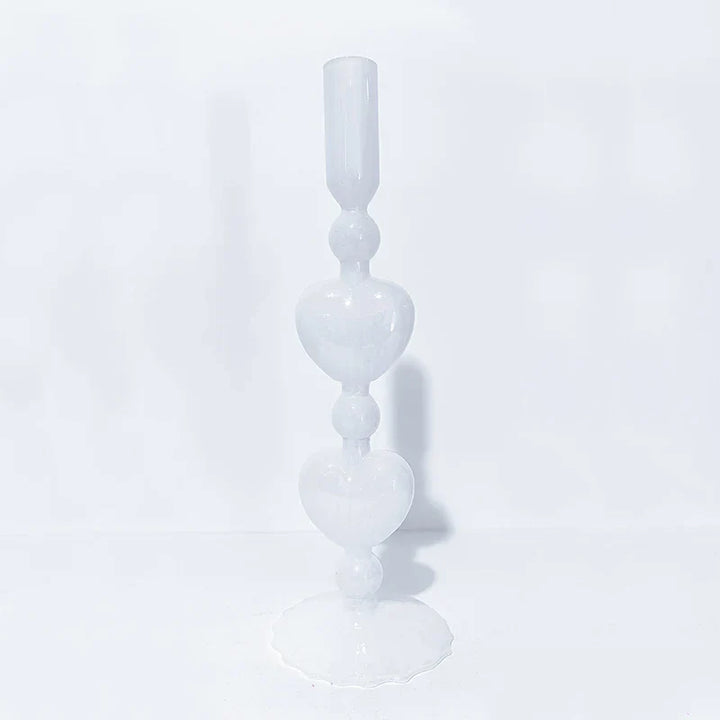 Stornfield | Retro Red Heart Candlestick Glass Candle Holder Wedding Table Decoration Home Party Glass Vase Decor