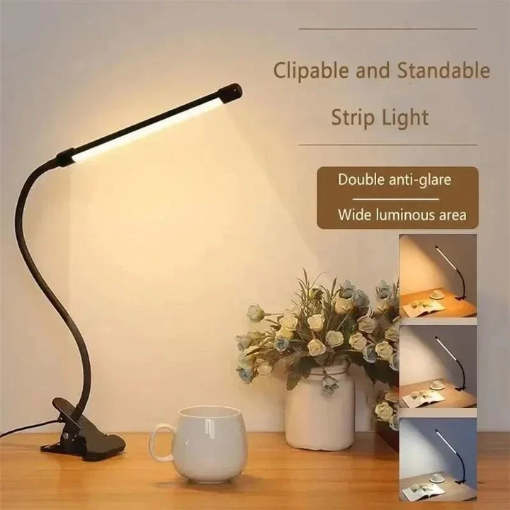 Stornfield | LED Clamp Light LumaFlex | 3 Light Colors & 10 Brightness Levels | USB Operation | Flexible Gooseneck | Eye-Friendly & Dimmable