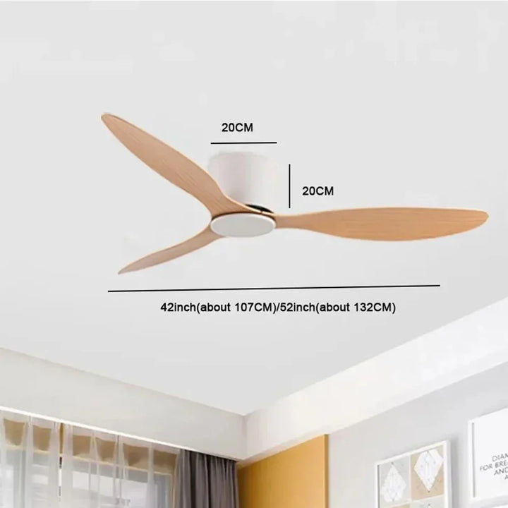42-52 Inch Ceiling Fans with DC Motor — Remote Control Low Floor Cooling Fans, No Light, White Wood & Black Options | Stornfield