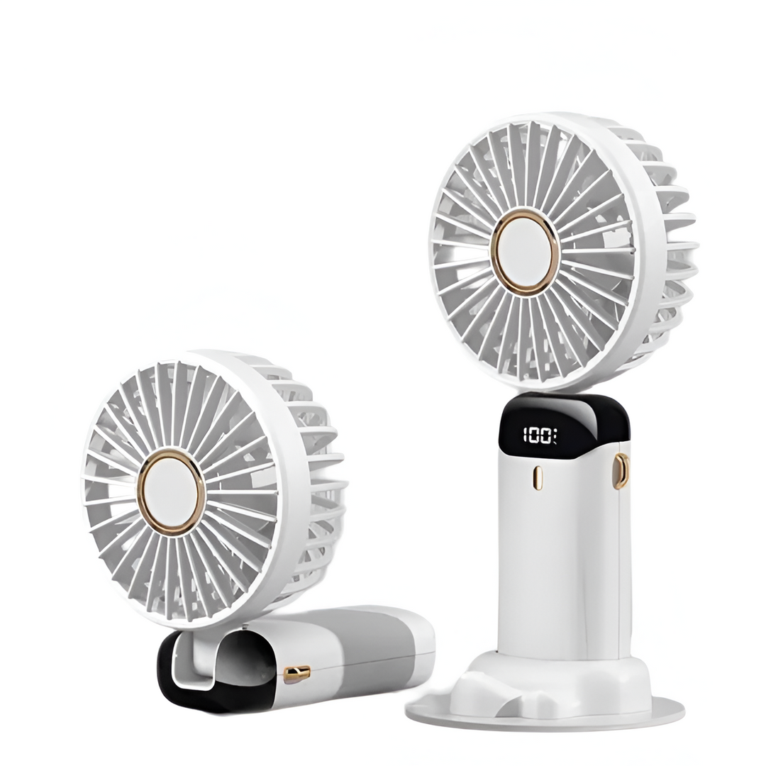 Rechargeable Handheld Mini Fan | 5-Speed, 90-Degree Adjustable & Quiet for Office, Home & Outdoor Use | Stornfield