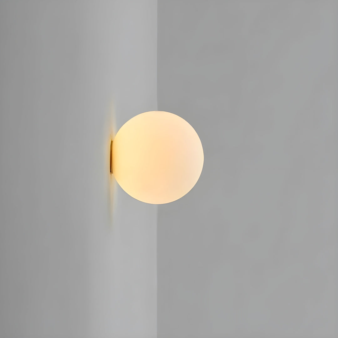 GlasAura Wall Lamp with Matte Glass Ball and Metal Base | Stornfield