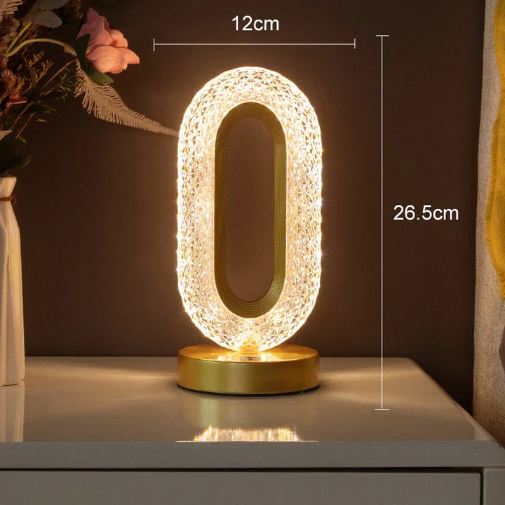 Stornfield | Lampe de table LED Crystal : Dimmable, Chargement USB, Contrôle Tactile & Télécommande