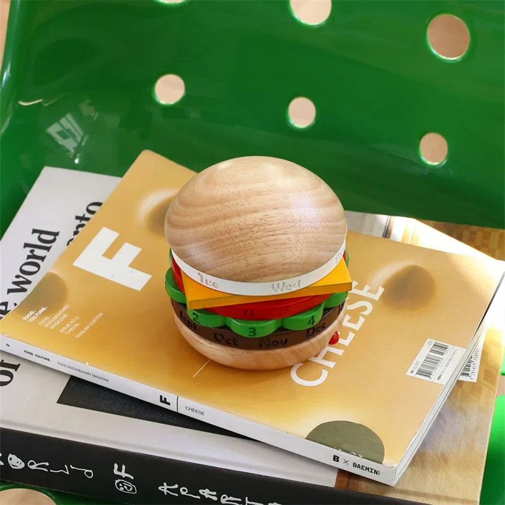 Rotating Wooden Hamburger Decorative Calender | Stornfield