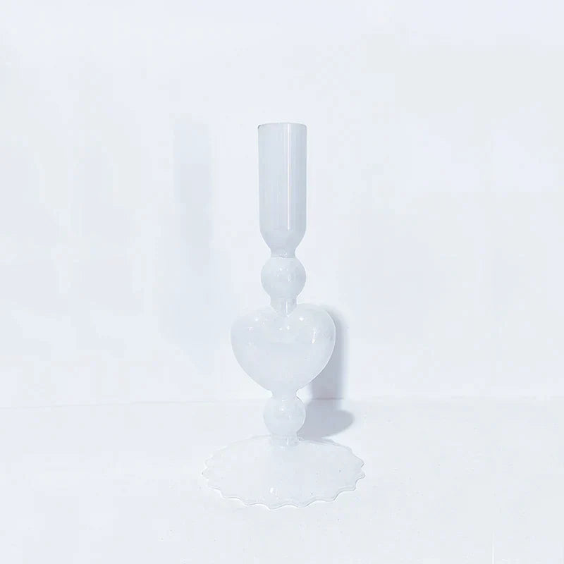 Stornfield | Retro Red Heart Candlestick Glass Candle Holder Wedding Table Decoration Home Party Glass Vase Decor