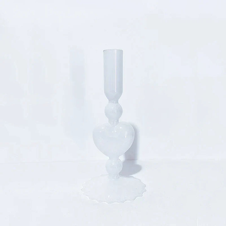 Stornfield | Retro Red Heart Candlestick Glass Candle Holder Wedding Table Decoration Home Party Glass Vase Decor