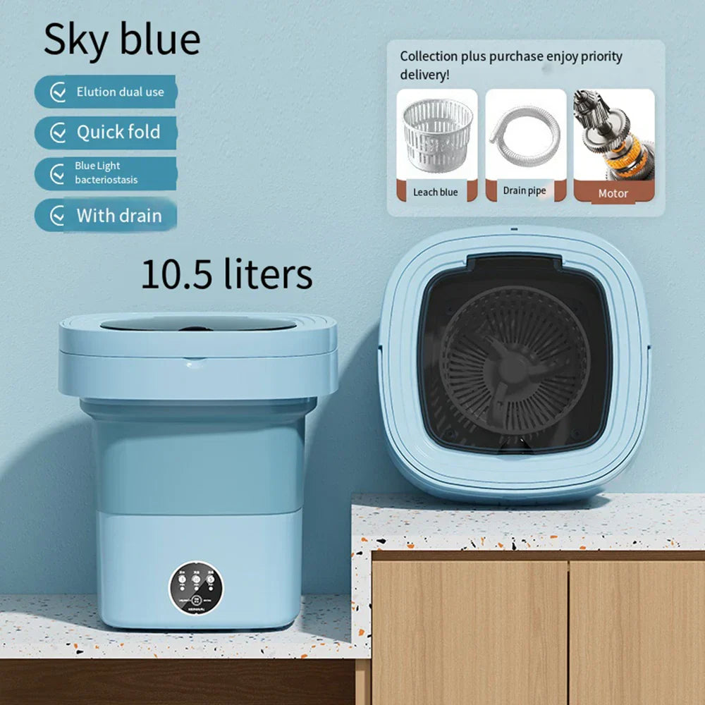 Compact Folding Ultrasonic Travel Laundry Washing Machine | Stornfield