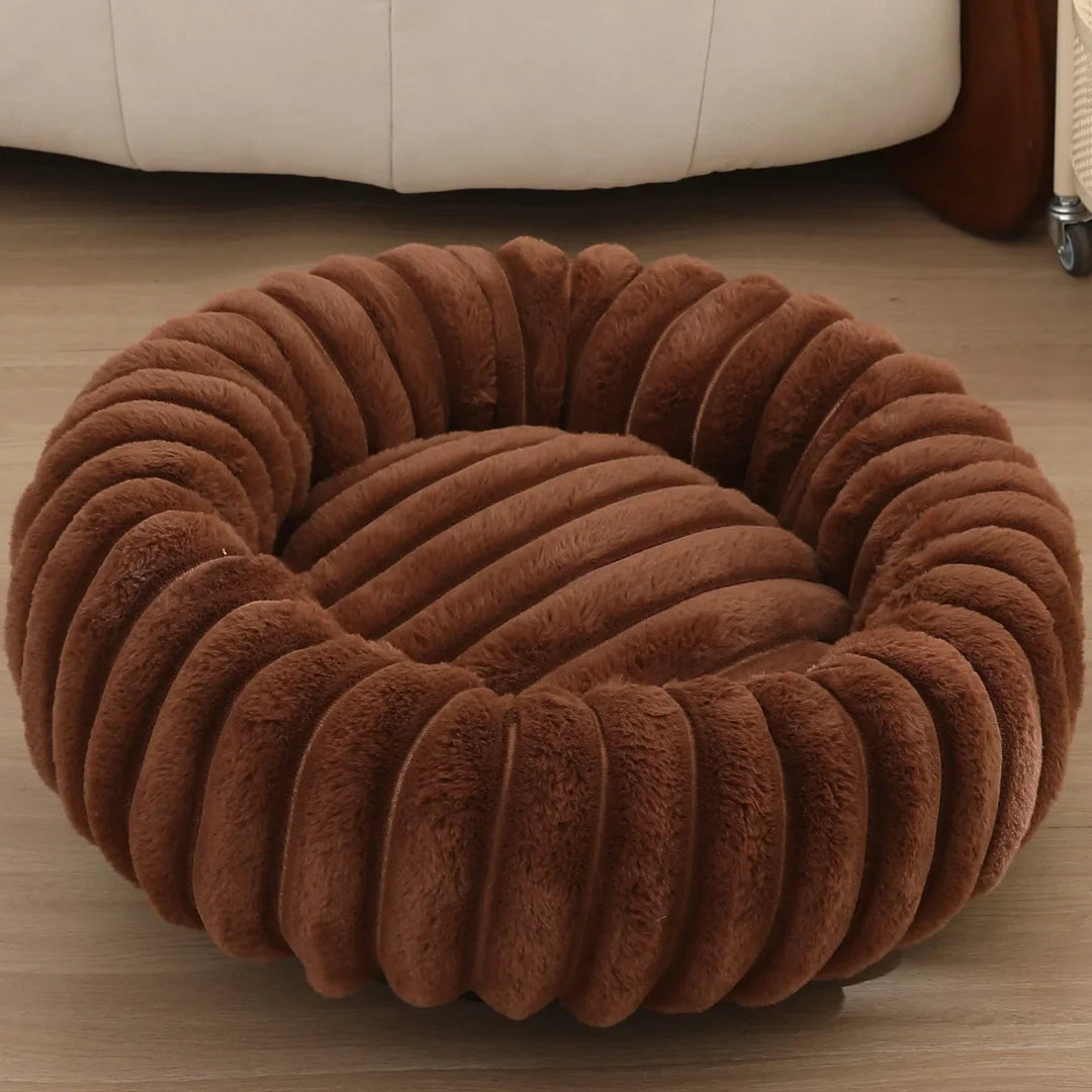Stornfield round plush donut dog bed with non-slip bottom