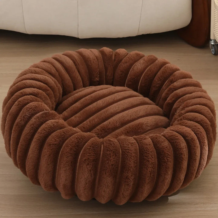 Stornfield round plush donut dog bed with non-slip bottom