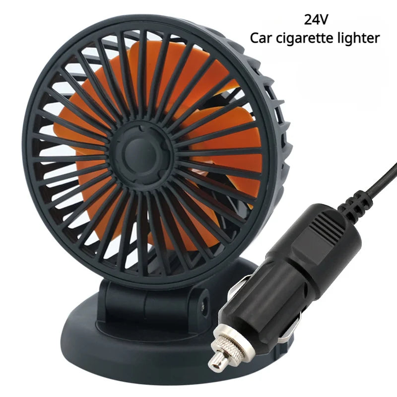 360° Adjustable Car Fan - 3-Head Automotive Electric Fan - USB/12V/24V - 2 Speeds - Silent Cooling for Home, Desk, Office & Car | Stornfield