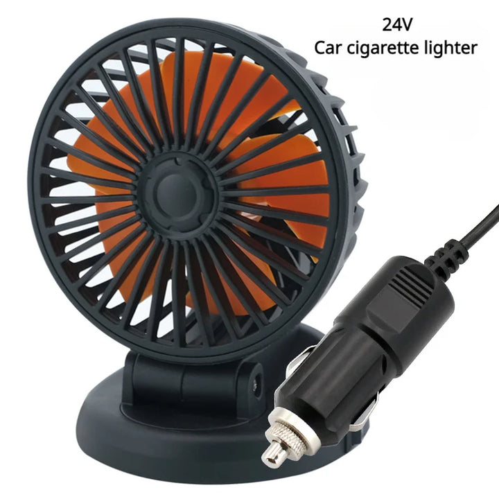360° Adjustable Car Fan - 3-Head Automotive Electric Fan - USB/12V/24V - 2 Speeds - Silent Cooling for Home, Desk, Office & Car | Stornfield