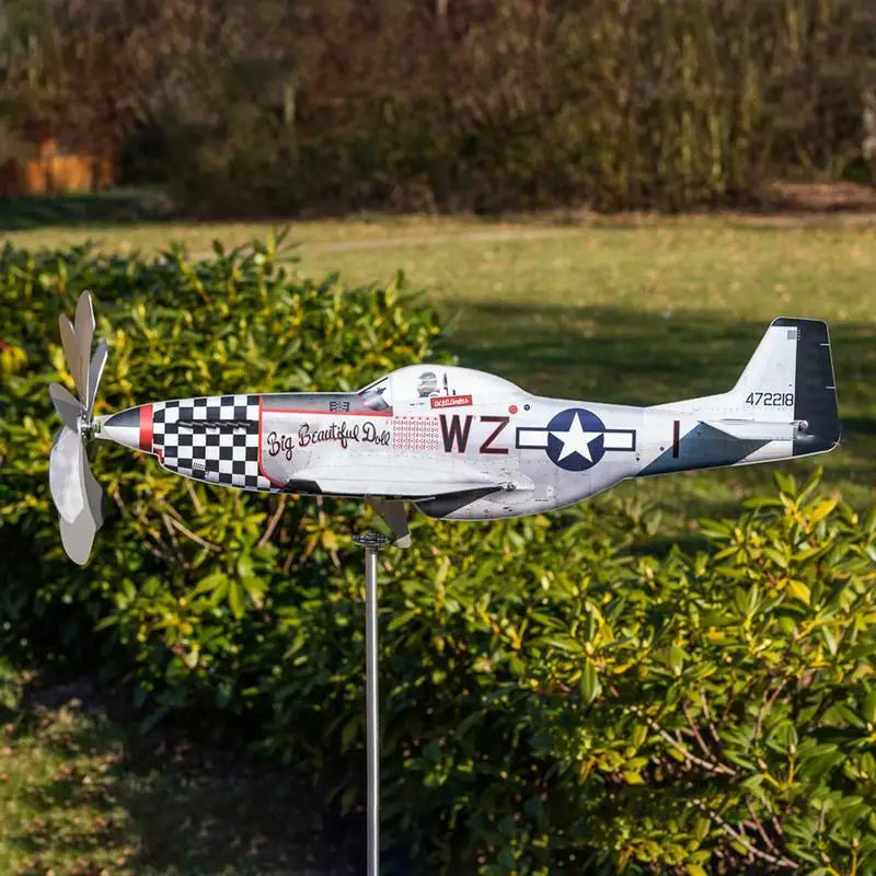 Stornfield | Wind Spinner AeroTwist | Airplane Garden Windmill made of Stainless Steel | Weatherproof & rotating in the wind | For Garden, Terrace & Balcony