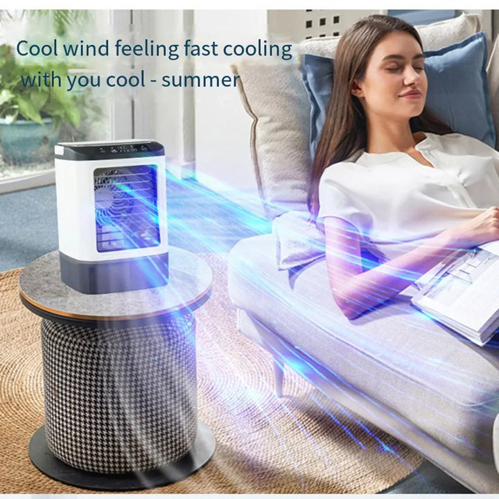 USB Portable Mini Air Conditioner Fan – 3-Speed Desktop Cooling Fan with LED Night Light, Air Cooler for Home, Office, and Camping | Stornfield