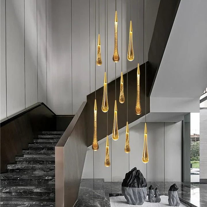 Stornfield | Crystal LED Chandeliers: Perfect for Bedroom, Dining Room, Bar - Water Drop Chandelier, Staircase Lamp for Home Decoration