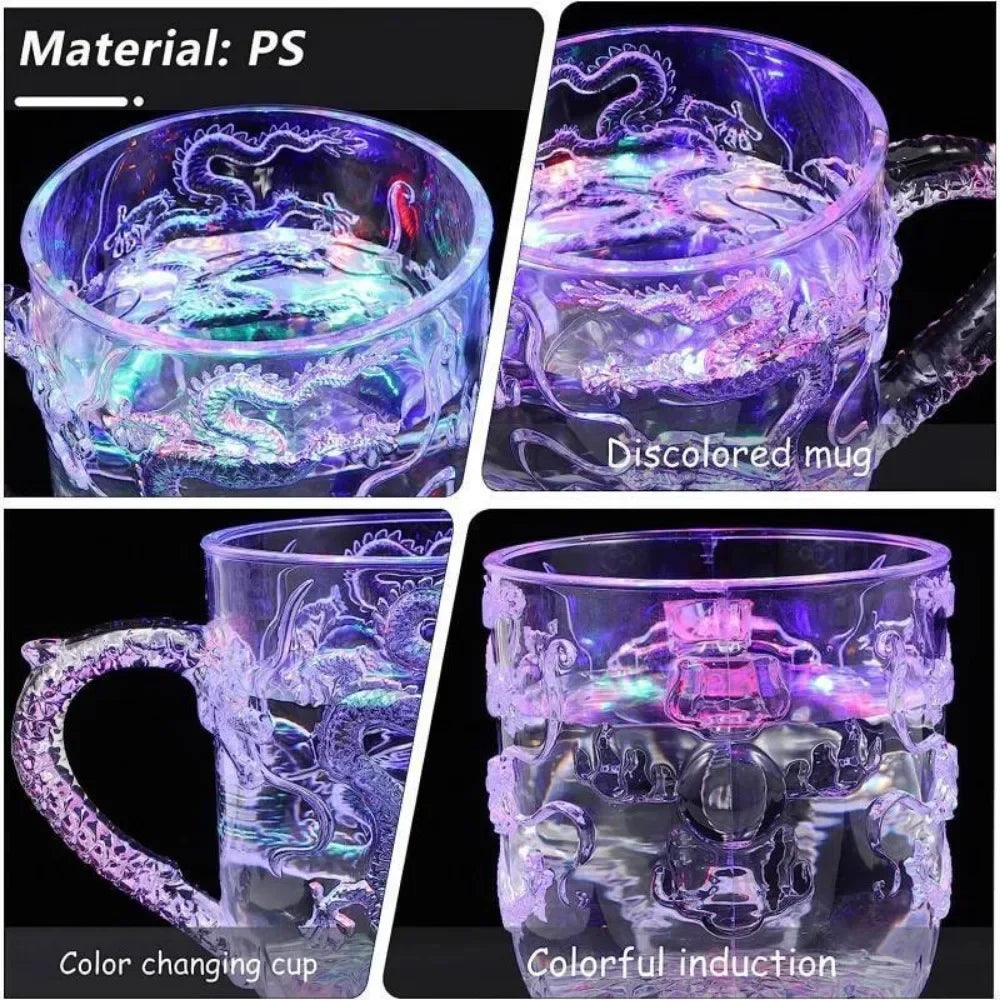 Stornfield | LED Color Changing Light Up Dragon Cup, Water Activated, Lights Up for Beer, Coffee, Milk, Tea, Wine, Whiskey, Bar Cup, Travel, Creative Gift
