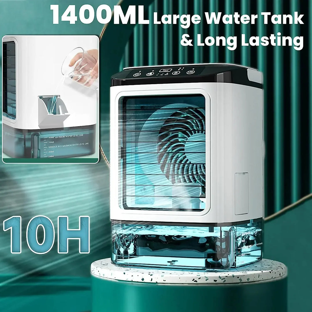Air Conditioner Portable Fan Desktop Dual Spray Ultrasonic Atomization 3-Speed Mute Air Cooler Night Light Electric Fan for Home | Stornfield