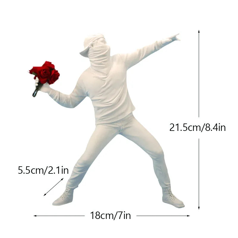 Stornfield | Artify Banksy Sculpture Collection | Flower Thrower & Balloon Girl | Pop Art Figures | Modern Office & Home Decoration