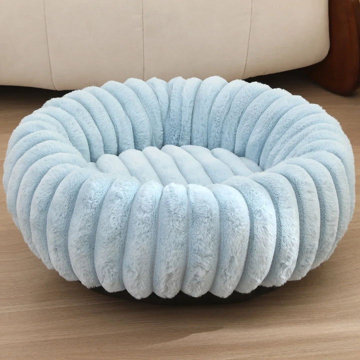 Stornfield round plush donut dog bed with non-slip bottom