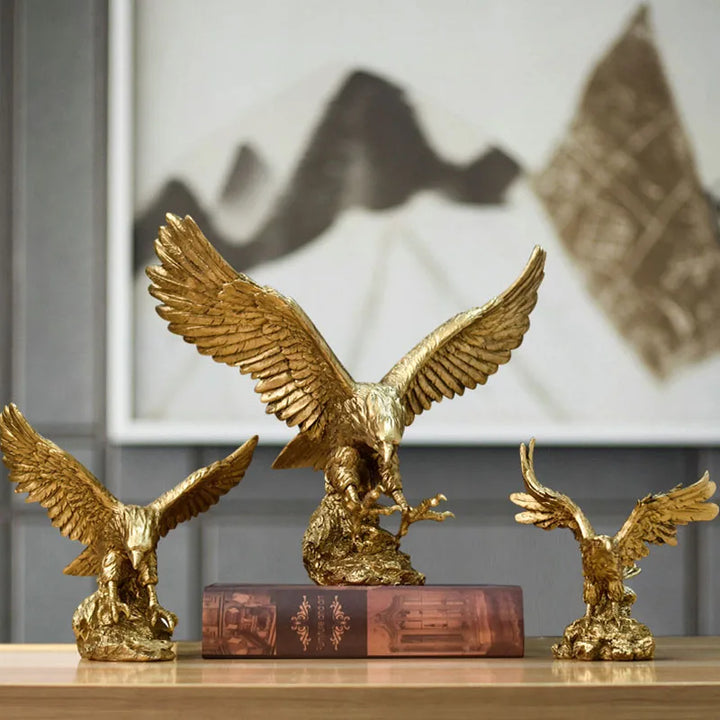 Stornfield | Resin Golden Eagle Statue Art Animal Model Collection Ornament Office Home Decor Feng Shui Simple Figurines